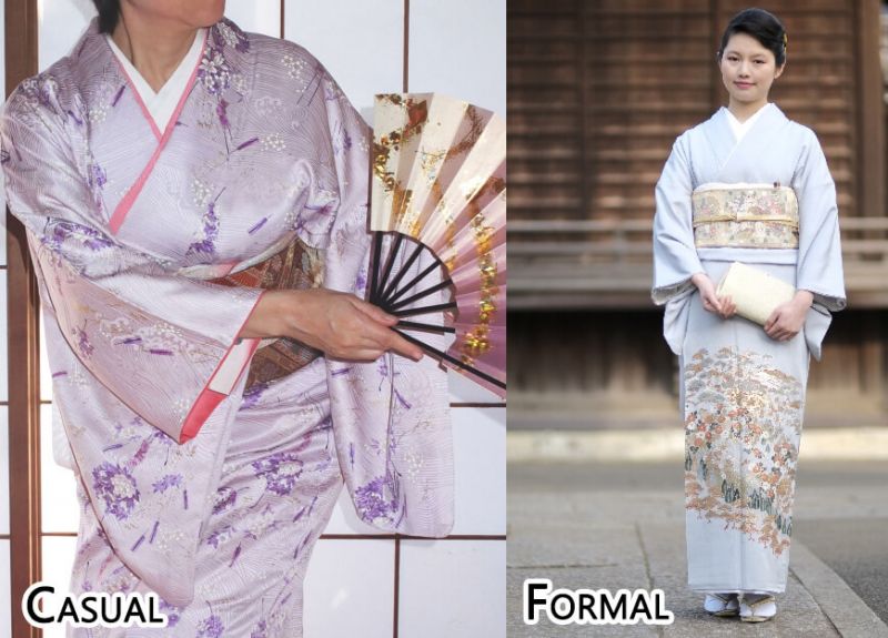 sự khác nhau giữa hai loại Kimono thường này và trang trọng